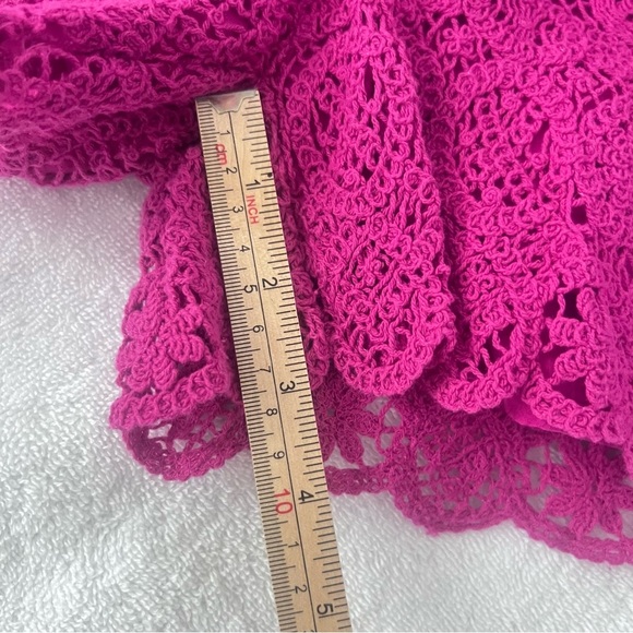 Anthropologie Maeve Solid Eyelet Crochet Top and Shorts Set Size 10 Fuchsia - Picture 15 of 16